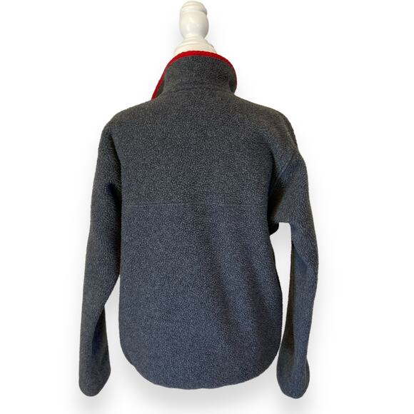 Vintage Patagonia Charcoal Gray Fleece with Red Trim Made in USA - Picture 3 of 7